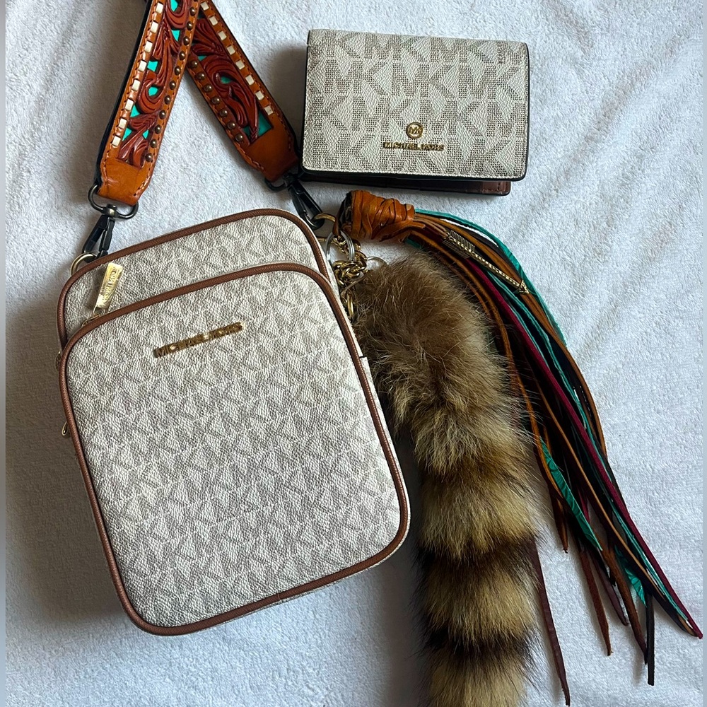 Michael Kors Boutique Western Purse with wallet and custom belt strap, boho